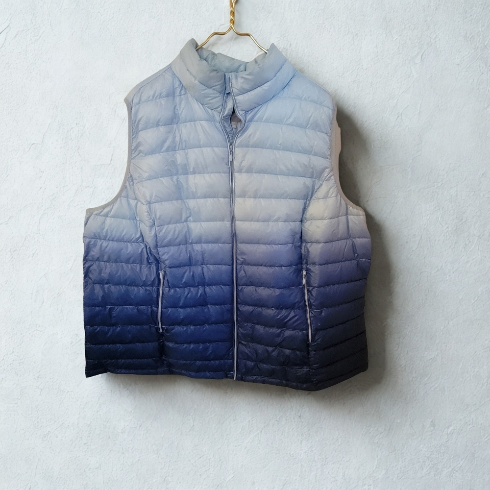 2x Ombre Blue Puffer Vest